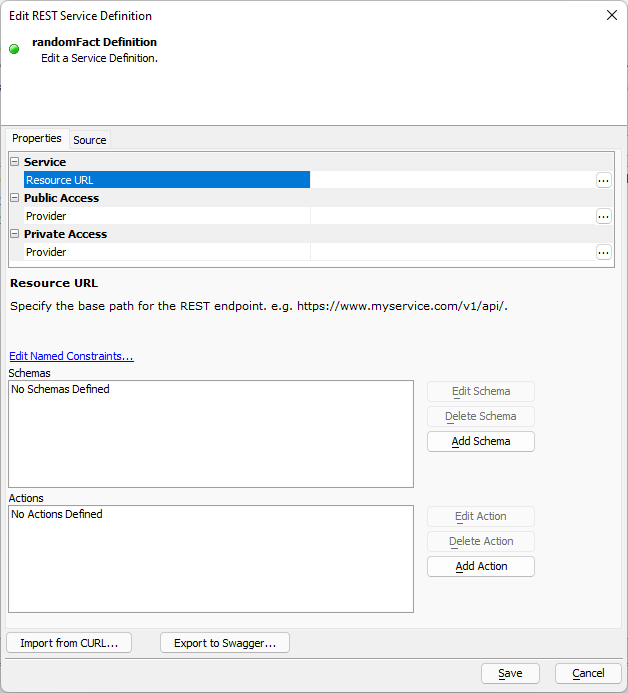 Edit REST Service Definition builder